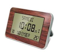 FISHTEC – Horloge réveil radiopilotée – Grand écran, calendrier, 2 alarmes, 6 langues