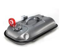 FISHTEC - Jerrican Essence Métal 5L Style U.S Horizontal - Acier Épais 0,8 mm avec Bec Verseur et Tuyau Souple Inclus - Orifice d'Aération pour Débit Fluide - Robuste et Étanche - Dimensions 40