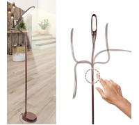 FISHTEC - Lampadaire LED Wengé, 51 LED, 630-900 lm, 3 couleurs, 4 intensités, tête flexible, tactile, 22,5x160 cm