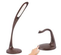 Fishtec Lampe de Bureau LED - Lampe de Table Commande Tactile - 5 Niveaux d'Intensité Lumineuse + 3 Températures de Lumière (Naturelle/Blanc Froid/Blanc Chaud) - Tête Inclinable 150° - Effet Bois