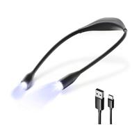 FISHTEC Lampe de lecture de cou rechargeable - 3 couleurs, 3 intensités, bras flexibles, autonomie 6-20h