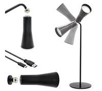 FISHTEC Lampe LED 3 en 1 Bureau Murale et Torche Noire | Fixation magnétique puissante, tête orientable 360°, batterie rechargeable usb, 3 niveaux de luminosité, commande tactile