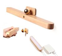 FISHTEC - Lampe LED hêtre massif, 24 LEDs 4000K, 3 intensités, batterie 800 mAh, magnétique, 30x3x2 cm