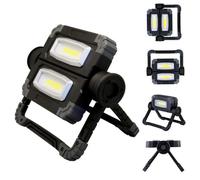 FISHTEC® Lampe Projecteur Portable sans Fil - Double COB LED Orientable 360° - Idéal Chantier, Camping, Bricolage, Pêche