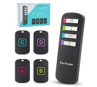 FISHTEC Localisateur d’Objet/clés perdus - Récepteurs Ultra-Personnalisable, Transmetteur à Poser, 4 Récepteurs, Ultra Plat, Anneau Porte Clé, Signal Sonore Puissant, Portée Jusqu’à 30m - 85 DB, Noir