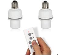 FISHTEC Lot 2 Douilles télécommandées E27 60W - Portée 30m, contrôle individuel/simultané, blanc