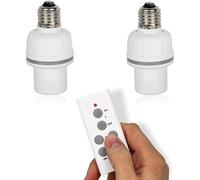 FISHTEC - Lot de 2 Douilles Télécommandées E27 - Portée 30 m - Contrôle Individuel ou Simultané - Pile 12V Incluse - Compatible Ampoules Éco - 60W - 433,92 MHz - Éclairage Intérieur