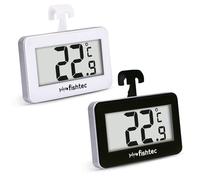 FISHTEC - Lot de 2 Thermomètres Digitaux pour Frigo et Congélateur - Écran LCD Grand Affichage - Lecture °C et °F - Fixation Magnétique, Support ou Crochet