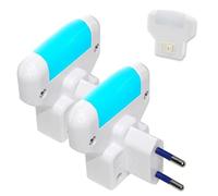 Fishtec Lot de 2 Veilleuses LED sur prise secteur - Lumière bleue douce avec interrupteur ON/OFF manuel - Sécurité nuit idéale pour chambre bébé, enfant, couloir, escaliers - Basse consommation
