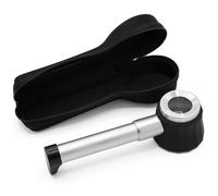 FISHTEC Loupe A Poser - Presse Papier - Système Touch - Dioptrie : Grossissement X10 - Eclairante 3 LED - Idéal pour Lecture, Journaux, Magazines, Travail de Précision- Aluminium - 2 Piles Fournies