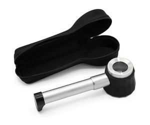 FISHTEC Loupe A Poser - Presse Papier Système Touch Dioptrie : Grossissement X5 Eclairante 3 LED Idéal pour Lecture, Journaux, Magazines, Travail de Précision- Aluminium 2 Piles Fournies