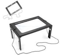 FISHTEC - Loupe de Lecture à Poser Zoom x3 Grand Format - Pliable et transportable avec Support 4 Pieds Effet Cuir - Idéale pour Lire Livre, Journal, Magazine, Agenda ou Photos
