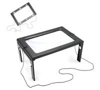 FISHTEC - Loupe de Lecture à Poser - Zoom X3 - Loupe Grand Format Pliable et Transportable - Support à 4 Pieds - Effet Cuir - À Poser par Dessus Un Livre, Journal, Agenda, Livre Photo, etc.