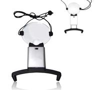 FISHTEC - Loupe de Lecture Mains Libres - Grossissement x2,5 et x5-2 LEDs Intégrées - Loupe Portative Extensible avec Cordon Ajustable - Lecture Couture Broderie Travaux Précis