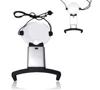FISHTEC Loupe de Lecture Mains Libres - Grossissement x2 5 et x5 - 2 LEDs Intégrées - Loupe Portative Extensible avec Cordon