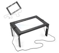 FISHTEC - Loupe de Lecture à Poser Zoom x3 Grand Format - Pliable et transportable avec Support 4 Pieds Effet Cuir - Idéale pour Lire Livre, Journal, Magazine, Agenda ou Photos