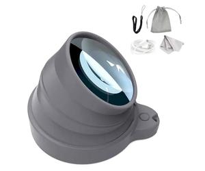FISHTEC Loupe Lumineuse X4 Rétractable Lentille Grossissante avec LED Loupe de Lecture avec Pied Flexible en Silicone Idéale Lecture, Couture, Bricolage, Collection