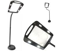 FISHTEC - Loupe sur Pied Flexible - Grossissement 5X, Surface 22,5x18 cm, 12 LED 50 Lumens, Haute 160 cm, Idéale Lecture, Couture, Bricolage de Précision