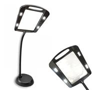 FISHTEC - Loupe sur Pied Lumineuse x5-12 LED 50 lumens Support Flexible 100 cm Large Surface 25,5 x 19 cm - Lecture Couture Broderie Bricolage Loisirs creatifs Mains Libres