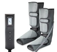 FISHTEC Masseur pour Pieds & Mollets - Technique de Pressotherapie - Fonction Chaleur Reglable - 3 Modes et 3 Intensites - Telecommande Incluse - Gris