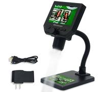 FISHTEC Microscope numérique protable, écran 4.3 Pouces 8 éclairages LEDs, Zoom de grossissement X600, Enregistrement Photos et vidéos, Rechargeable, Pied Flexible transportable, Support Carte