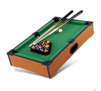 FISHTEC - Mini table billard, MDF effet bois, feutrine, 51x31x9,5 cm, 2,5 kg, 16 boules, triangle, 2 queues Marron G