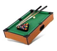 FISHTEC - Mini table billard, MDF effet bois, feutrine, 51x31x9,5 cm, 2,5 kg, 16 boules, triangle, 2 queues Marron G
