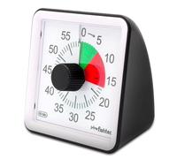 FISHTEC - Minuteur de Cuisine Mécanique et Magnétique - INOX - Affichage Temps Restant avec Alarme Sonore - Timer pour Cuisson, Ecole, Salle de Classe - 60 Minutes (Noir, Petit)