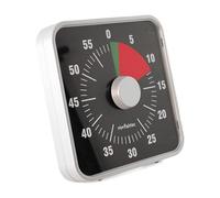 Minuteur de Cuisine FISHTEC Mécanique et Magnétique - INOX - Affichage Temps Restant avec Alarme Sonore - Timer pour Cuisson, Ecole, Salle de Classe - 60 Minutes (Noir, Grand)