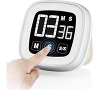 FISHTEC - Minuteur Électronique Digital à Écran Tactile Moderne Magnétique et Trépied Compact Facilement Transportable de Cuisine, Sport, Écoles, etc. Blanc G