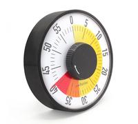 FISHTEC - Minuteur Géant Mécanique 60 Min Carré - Grands Chiffres, Alarme Sonore - À Poser ou Magnétique - Idéal Cuisine, Enfants, Salle de Classe, Examens, Gestion du Temps - Noir