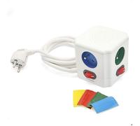 FISHTEC - Multiprise Cube 4 prises - Interrupteurs lumineux individuels - Câble 1,5 m - ABS robuste - Sécurité LVD, GS, NF