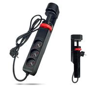 FISHTEC - Multiprise de Table Verticale - 3 Prises + 3 Ports USB (2 USB-A, 1 USB-C), Interrupteur Central, Fixation par mâchoire réglable, câble 150 cm - Gain de Place Bureau