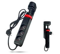 FISHTEC - Multiprise de Table Verticale - 3 Prises + 3 Ports USB (2 USB-A, 1 USB-C), Interrupteur Central, Fixation par mâchoire réglable, câble 150 cm - Gain de Place Bureau