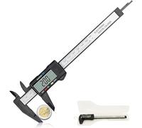 FISHTEC - Pied à Coulisse Numérique - Fibre de Carbone - Ecran LCD - Mesure Rapide et Précision 0,1 mm - Fonction Remise à Zéro - Mesure de Diamètre Calibre Profondeur - Avec Etui - 24 cm