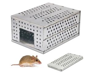 FISHTEC Piège à Rongeurs Pliable en Acier galvanisé pour Maison et Jardin - Capture Multiple sans blessure avec Trappe à Sens Unique - Système de Porte coulissante Efficace - 30 x 22 x 15 cm