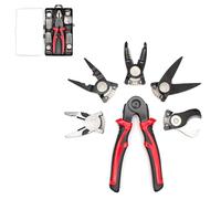 FISHTEC - Pince Multifonction 5 En 1 À Têtes Interchangeables - Universelle Dénuder Long Bec Coupe Câble Ciseaux Matériaux CRV60 4Cr13 Acier Carbone Manche TPR Boîte ABS 300 g Atelier