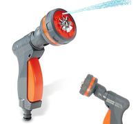 FISHTEC - Pistolet DArrosage 2 En 1-5 Jets Tête Rotative 180° Pic Intégré Arrosage Au Sol Gâchette Autobloquante Plastique Aluminium 22x15x6 Cm