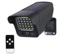 Fishtec Projecteur Solaire - Caméra Factice 250 Lumens - 3 Modes - Télécommande - Détecteur Mouvement - Panneau Solaire - Orientable 360° - LED Rouge Clignotante