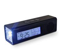 FISHTEC Radio-réveil FM alarme 9 mélodies fonction snooze affichage température date et jour éclairage bleu torche LED