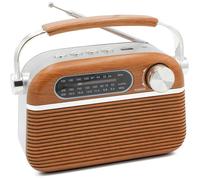 FISHTEC Radio Vintage Années 60, FM/AM/SW, MP3, USB, Micro SD, Bois et Inox, Secteur ou Piles, Compacte