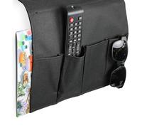 FISHTEC - Range-télécommandes 5 pochettes, polyester/PP, 94x32x0,5 cm, antidérapant, rangement lunettes/magazines Marron