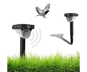 FISHTEC - Répulsif Solaire Sonore et Flash LED 270° - Chasse-Oiseaux et Nuisibles - Sons Effaroucheurs 115 DB (Aboiements, Cris, Tirs) - Détection 8 m - Étanche IPX4 - Panneau Solaire et Piles