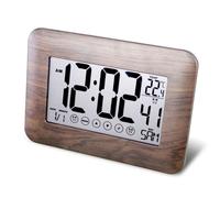 Fishtec Horloge Digitale Tactile Radiopilotée - Température Ambiante- Grands Chiffres (6.7cm) - Murale ou à Poser - Snooze - 8 Langues Programmables