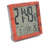 Fishtec Réveil Radio-Piloté RCC Loupe d'Orme - Double Alarme & Fonction Snooze - Rétroéclairage Tactile - Affichage Date, Jour & Température - 7 Langues - Passage Automatique Heure