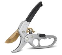 FISHTEC - Sécateur de Jardin Titane à Crémaillère - Poignée Ergonomique Antidérapant, Coupe Nette et Franche Sur Enclume, Branches jusqu'à 20 mm, Résistant - Verrouillage de Sécruité - 20 CM - Gris