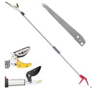 Fishtec - Sécateur Télescopique 1.37 À 2.2 m avec Scie 30 cm 52 Dents - Coupe Branches Lame Acier Enclume De Préhension Manche Aluminium Léger Portée 4 m - Élagage Jardin Arbustes Arbres