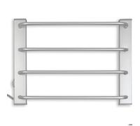 FISHTEC Sèche-Serviettes Électrique Mural 60W avec 4 Barres en Aluminium brossé - Chauffage d'appoint pour Salle de Bain - Installation Facile avec Fixations incluses - Design Sobre et Moderne