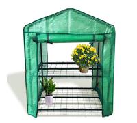 FISHTEC Serre de jardin 2-en-1 avec 2 étagères - 95 x 49 x 69 cm, toile PE, structure acier, porte zippée