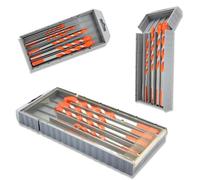 FISHTEC Set de 8 Forêts Multi Matériaux - Diamètres 3, 4, 5, 6, 7, 8, 10, et 12mm, Tous Types de Matériaux, Haute Résistance, Double Forme Triangulaire, Coffret de Rangement - Rouge